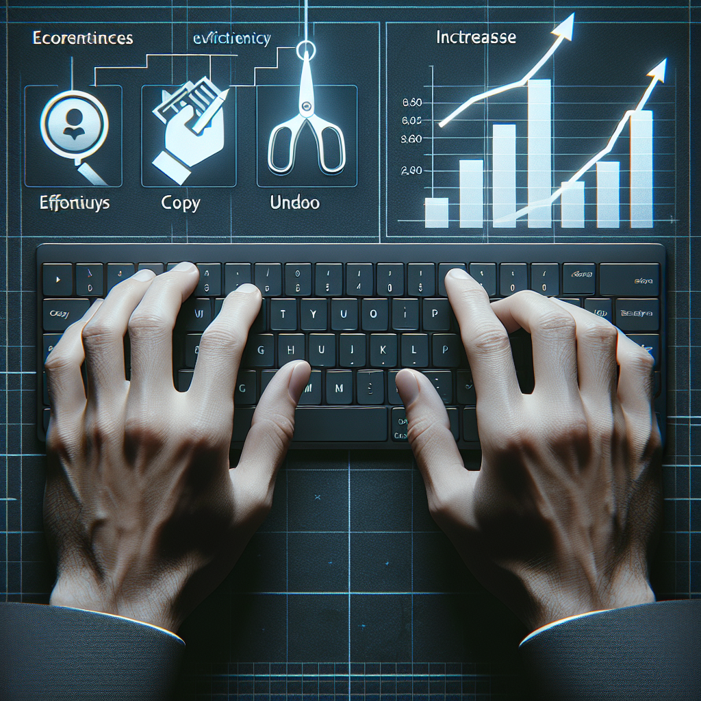 "Keyboard shortcuts for productivity tips that enhance work efficiency, featuring illustrated keyboard keys highlighting essential commands."