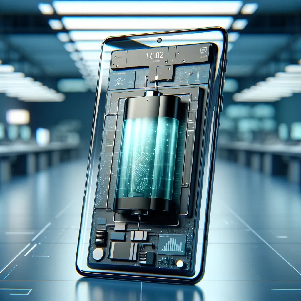 "Samsung's solid-state battery prototype for smartphones showcased in a technology lab, highlighting innovative energy solutions for enhanced smartphone performance."